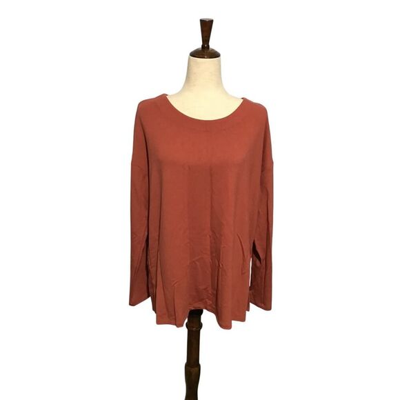 Banana Republic Rust Orange Boat Neck Top LG - Picture 1 of 7